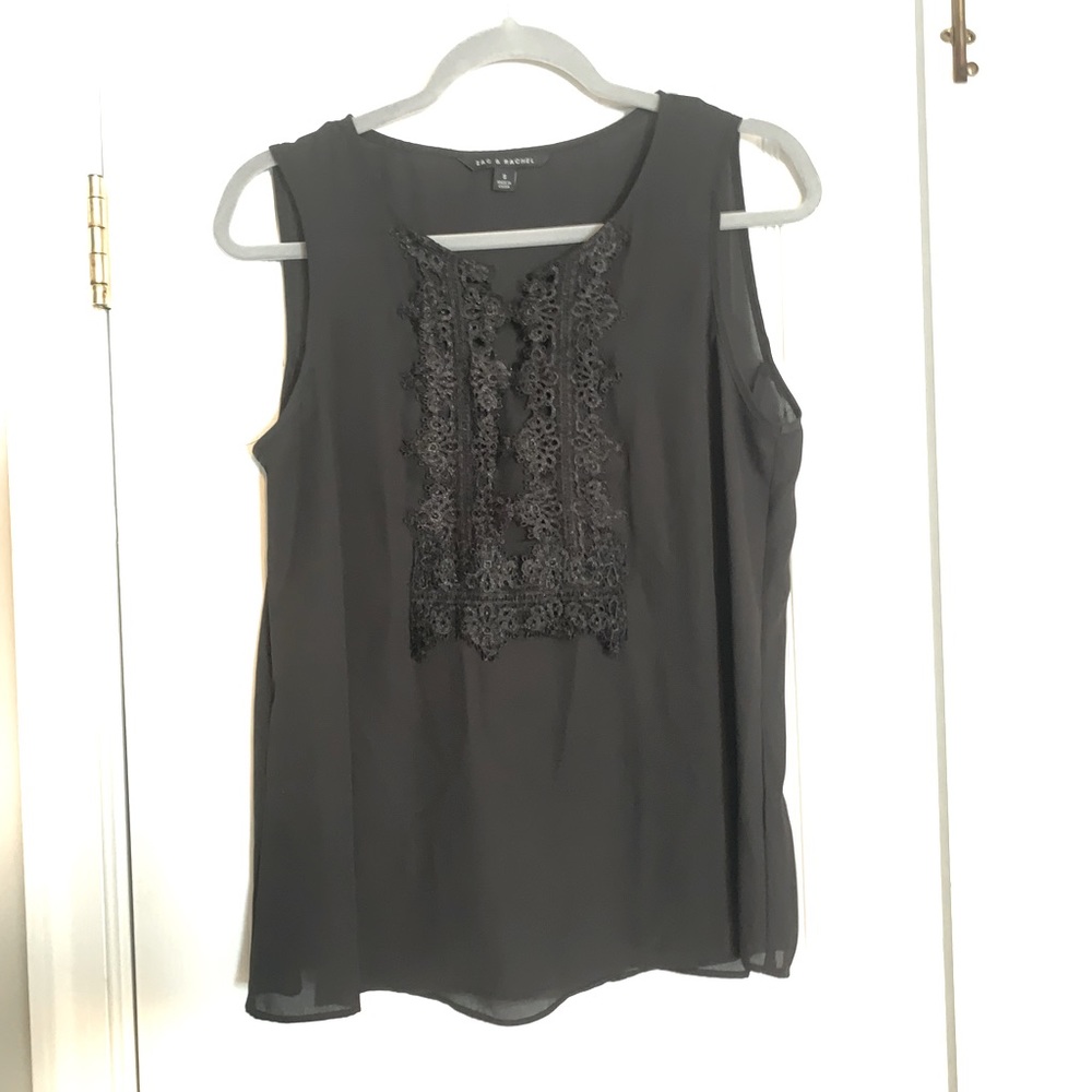 Zac & Rachel Chiffon Black Tanktop